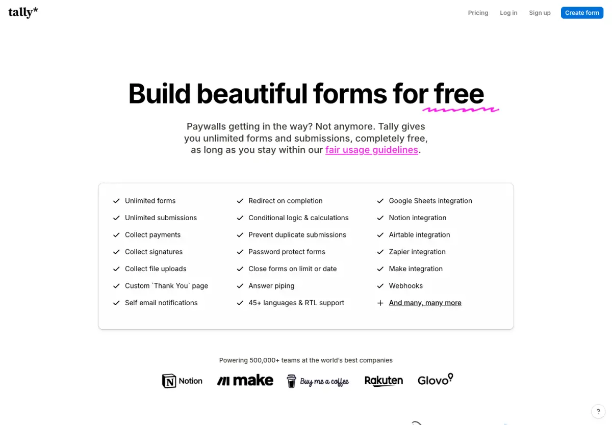 Tally pricing page, top of the page, 14 October 2026